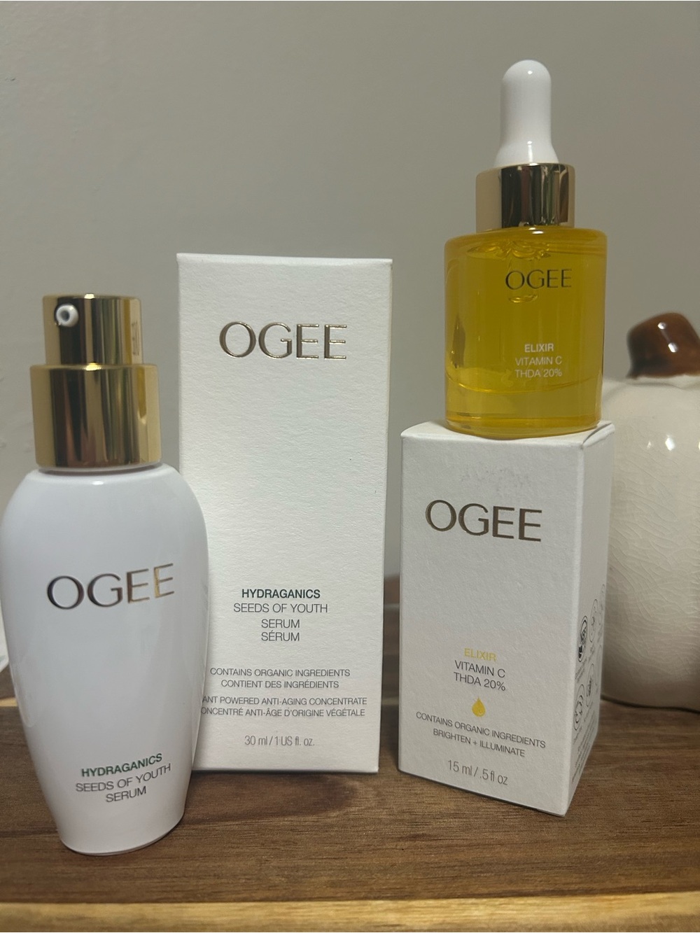 Ogee Seeds of Youth Serum 30ml + Vitamin C Elixir THDA 20% 15ml Bundle NEW